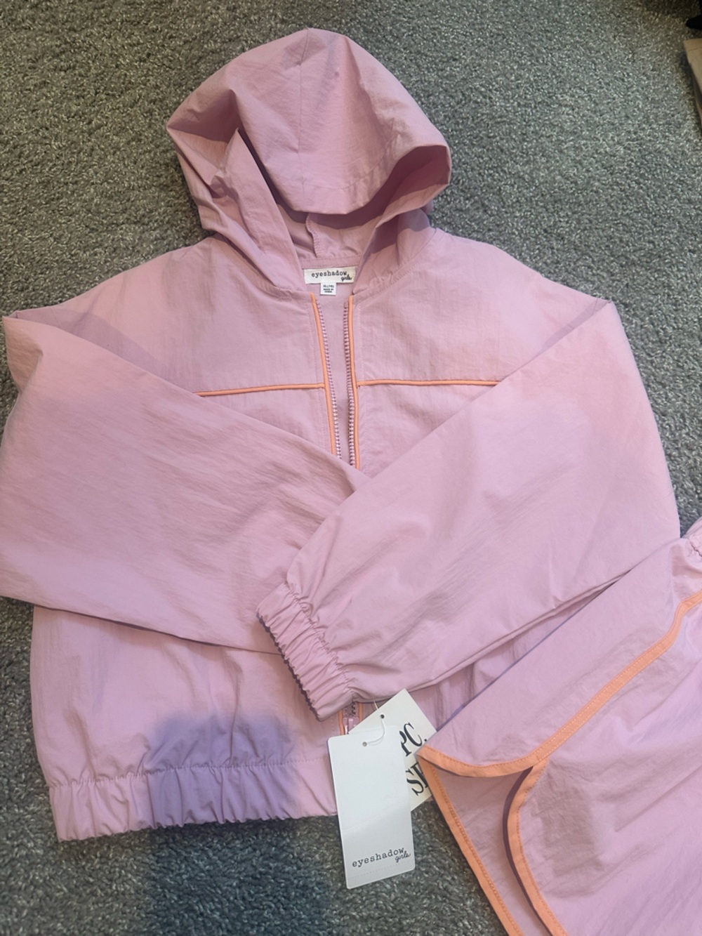 Light Pink Windbreaker Jacket with Peach Trim